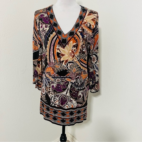 Chico's Tops - Chico's Sz 2 Womens Large Boho Top Knit Colorful Boho Peasant Cottagecore Artsy